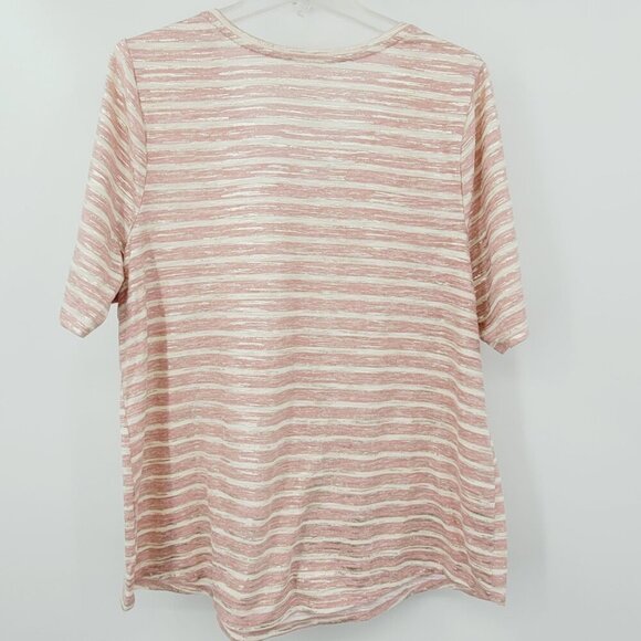 Lane Bryant Dusty Pink and Metallic Gold V-Neck Perfect Sleeve Tee 18/20 - Picture 2 of 3